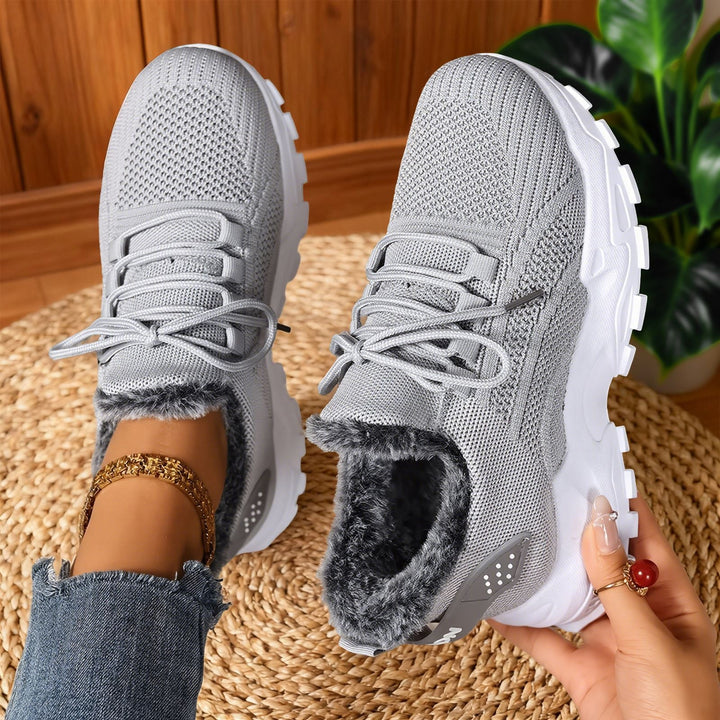 Alina™ - Casual, Lightweight Lace-Up Fleece Sneakers