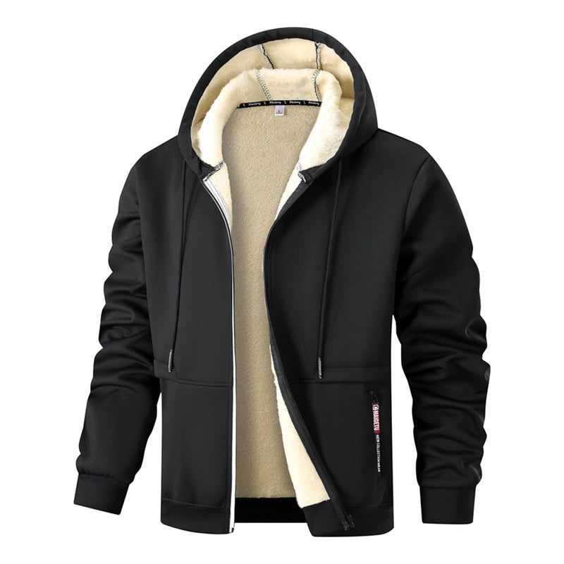 Men's long-sleeve hooded jacket with drawstring and pockets