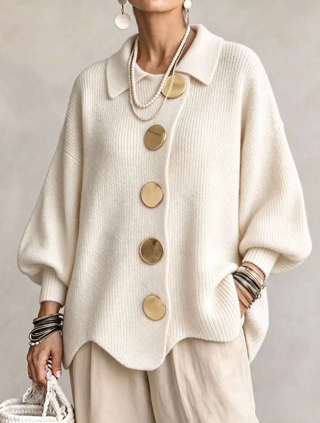 Women's long-sleeve button-up cardigan