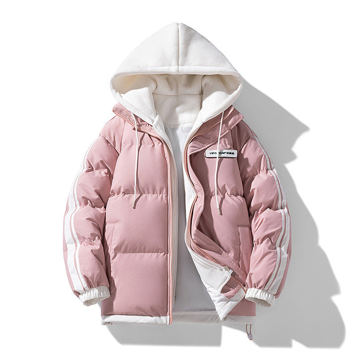 Men’s padded parka with an integrated hoodie and two-way zipper