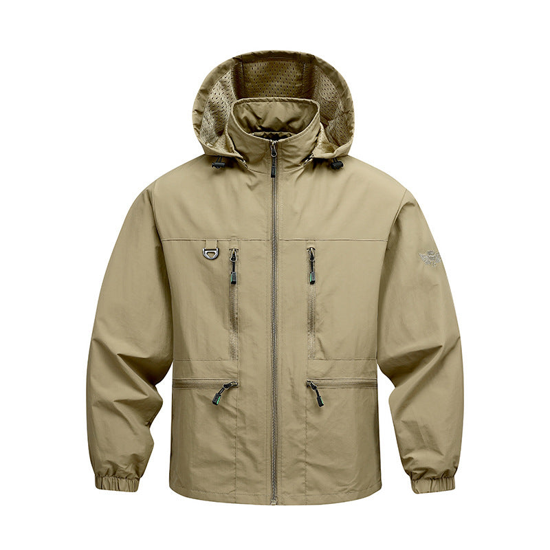 Men's Long-Sleeve Hooded Jacket with Pockets