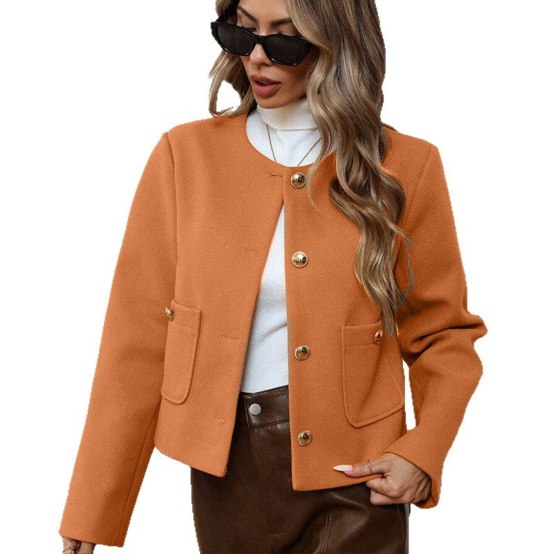 Women's jacket with gold buttons and side pockets