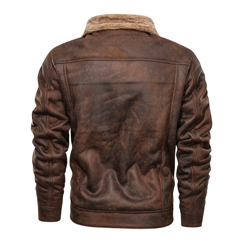 Men’s lined denim jacket with teddy lining and snap-button fastening