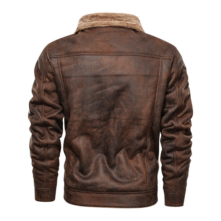 Men’s lined denim jacket with teddy lining and snap-button fastening