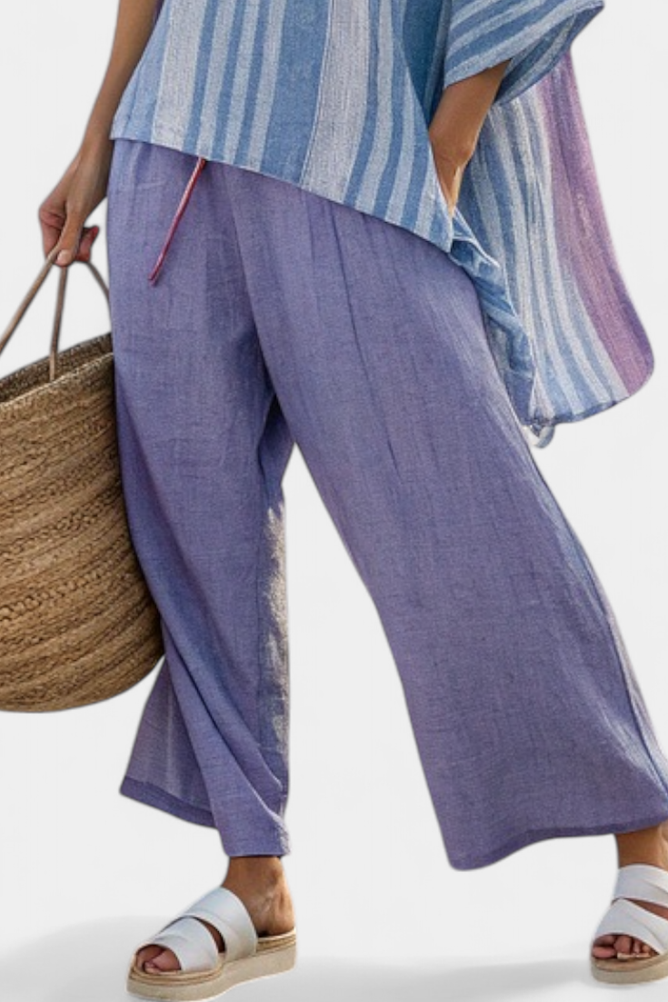 Carlotta – super elegant, lavender and sky blue, and linen trousers