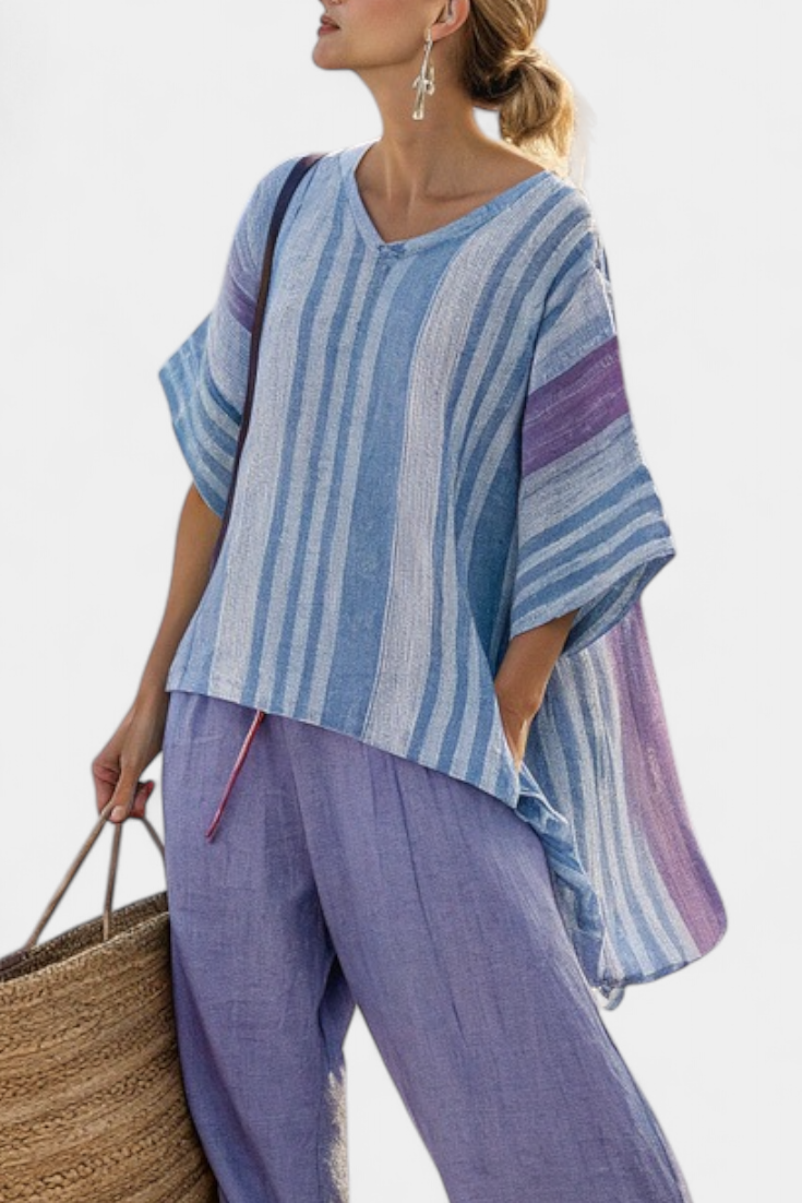 Carlotta – super elegant, lavender and sky blue, and linen trousers