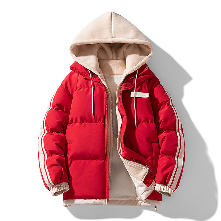 Men’s padded parka with an integrated hoodie and two-way zipper