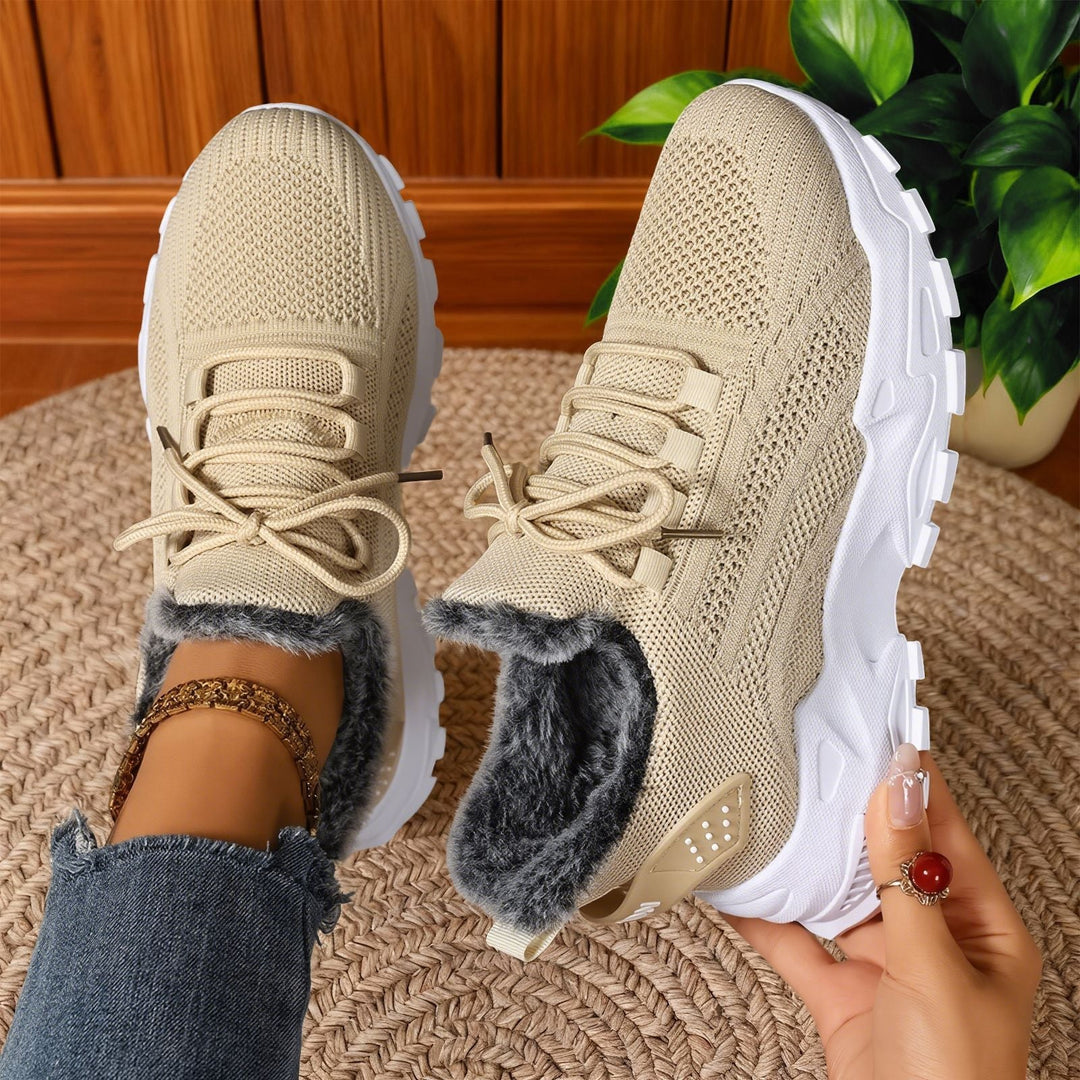Alina™ - Casual, Lightweight Lace-Up Fleece Sneakers