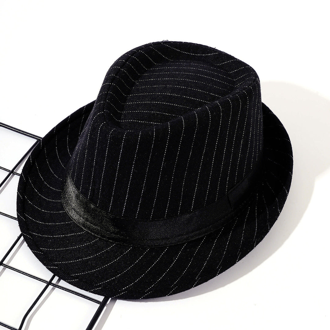 Damen Fedora-Hut mit gestreiftem Muster und Samtband