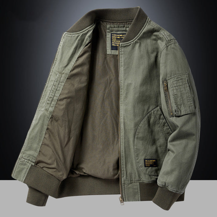 Men's long-sleeve bomber jacket with pockets