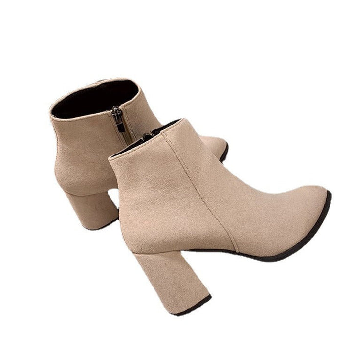 Women's ankle boots with a block heel and zipper