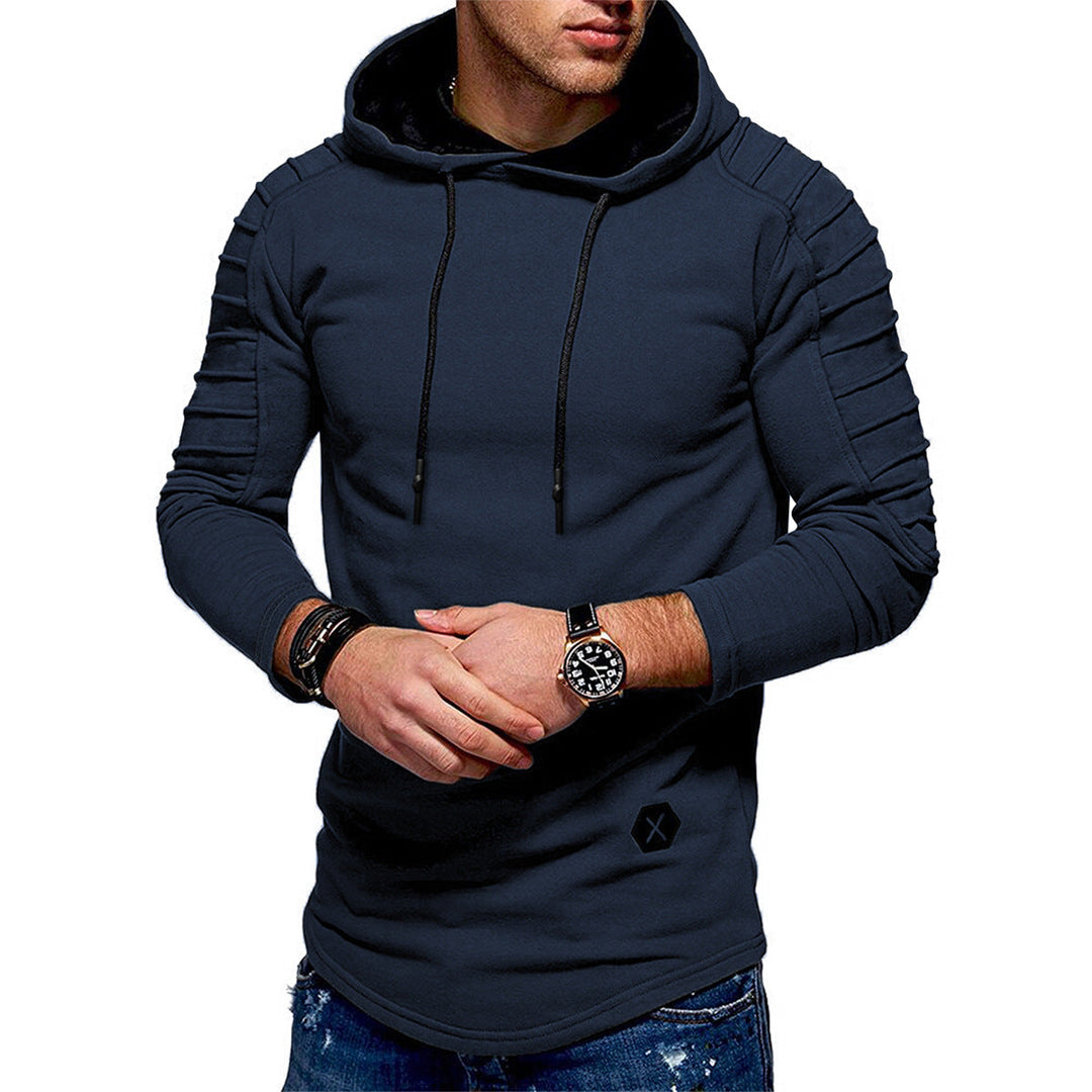 Men's longline hoodie with drawstring and long sleeves