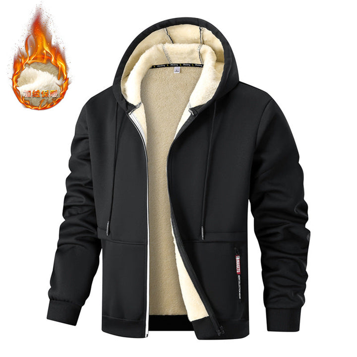 Men's long-sleeve hooded jacket with drawstring and pockets