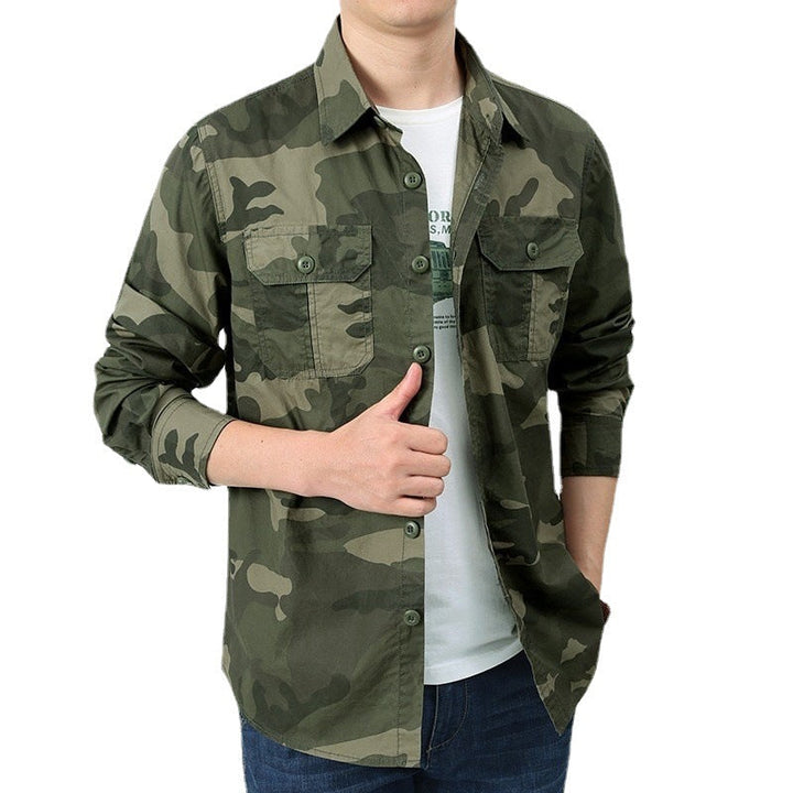 Men’s utility shirt jacket with flap chest pockets and a straight cut
