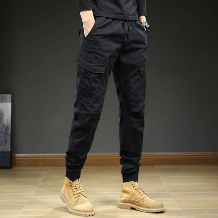 Men's cargo pants with pockets and drawstring