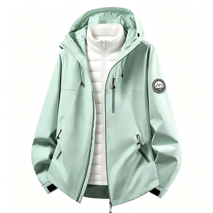 Women’s versatile softshell outdoor jacket with a removable inner jacket