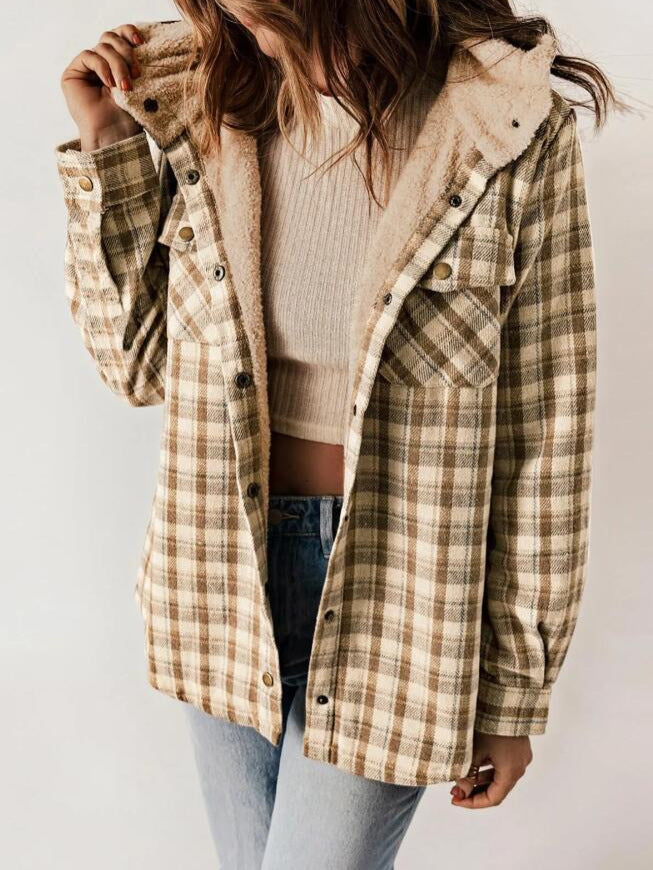 AMELIA™ - Women's Hooded Plaid Flannel Jacket for Autumn and Winter