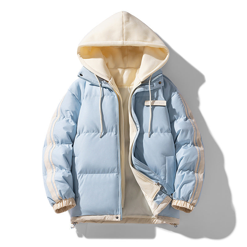 Men’s padded parka with an integrated hoodie and two-way zipper