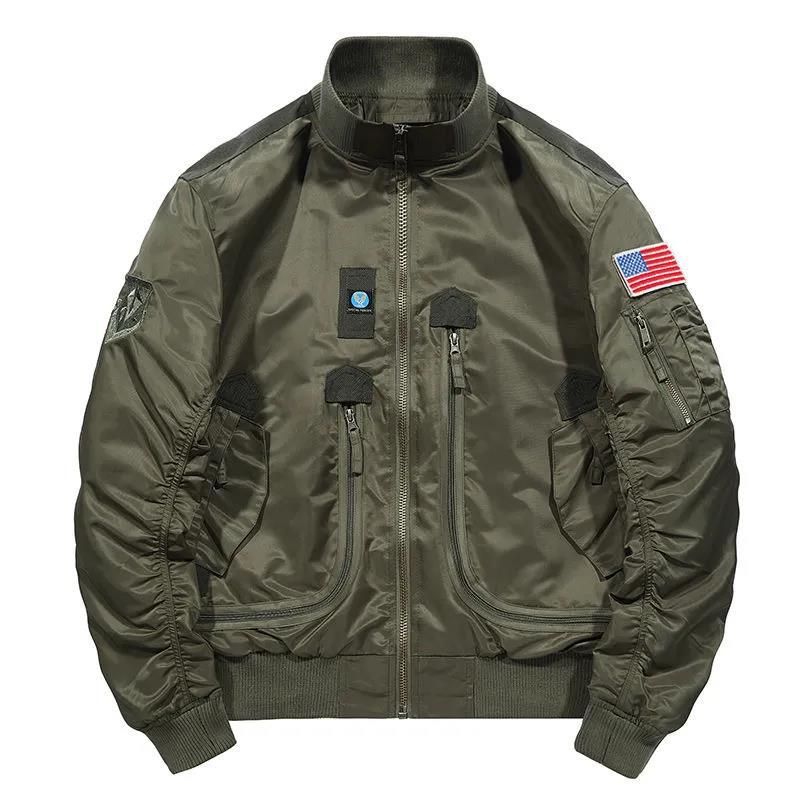 Men’s aviator-style bomber jacket with thermal lining and utility pockets