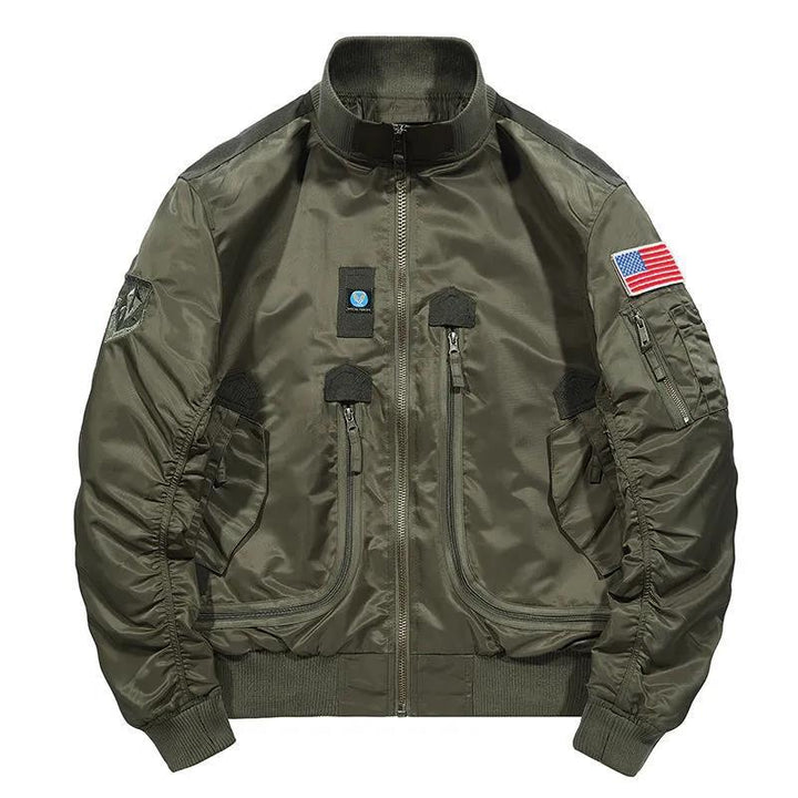 Men’s aviator-style bomber jacket with thermal lining and utility pockets