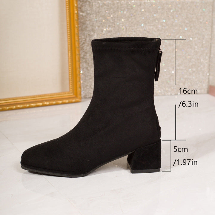 Women's ankle boots with block heels and zippers
