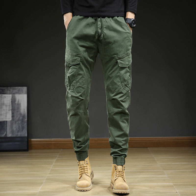 Men's cargo pants with pockets and drawstring
