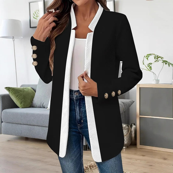 Women's blazer jacket with a tailored fit and contrasting collar