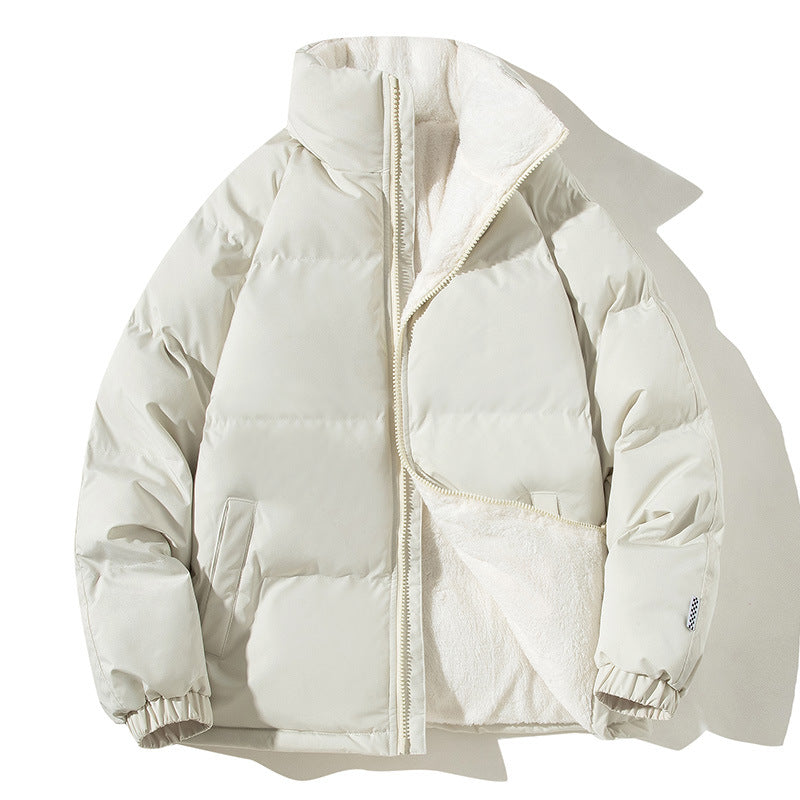 Women’s quilted thermal bomber jacket with teddy lining and a high stand-up collar