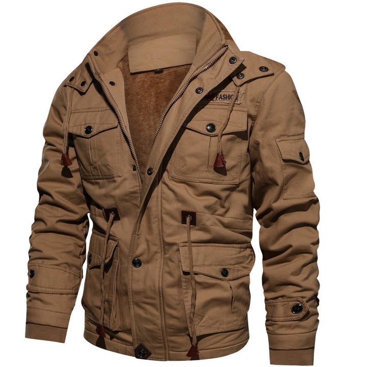 Men's insulated utility field jacket with drawstring and pockets