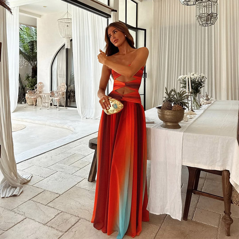 Aziza - Cut-Out Tie-Dye Gradient Maxi Dress