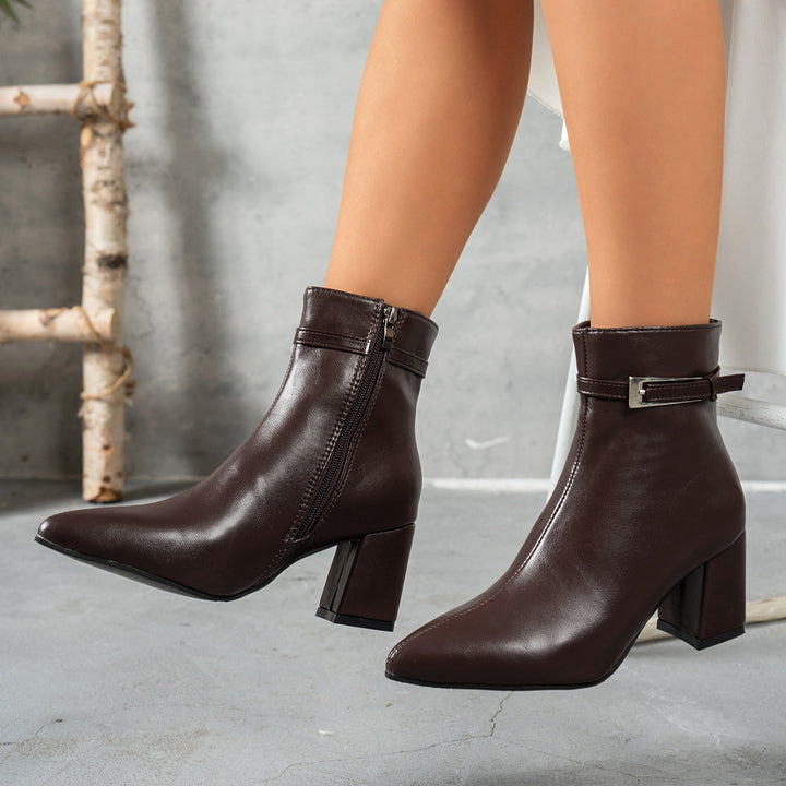 Women’s ankle boots with a block heel and side zipper