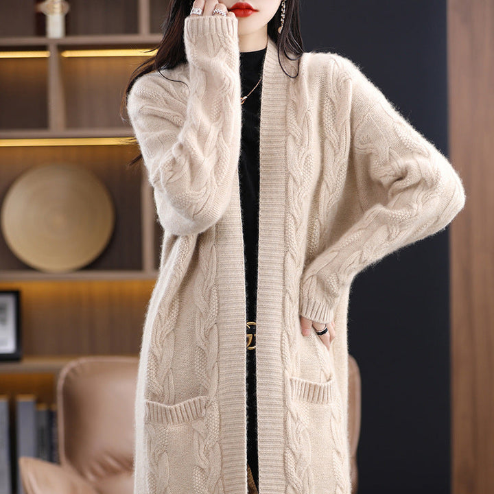 Women's oversized long cardigan with stripes