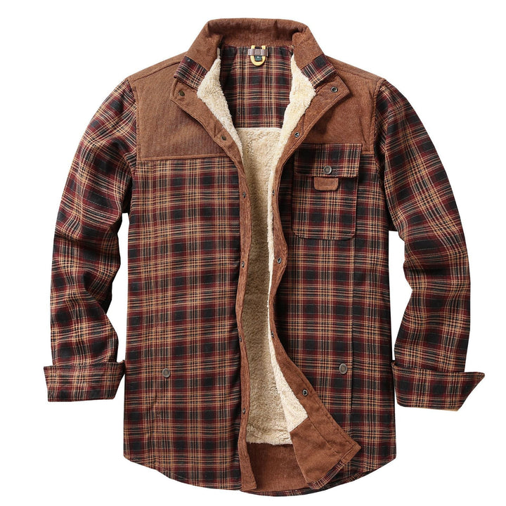 Men's shirt jacket with plaid pattern and pockets
