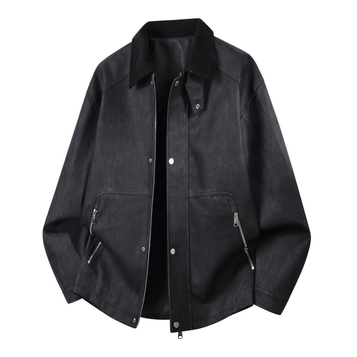 Men’s oversized Harrington jacket with corduroy collar and two-way zipper