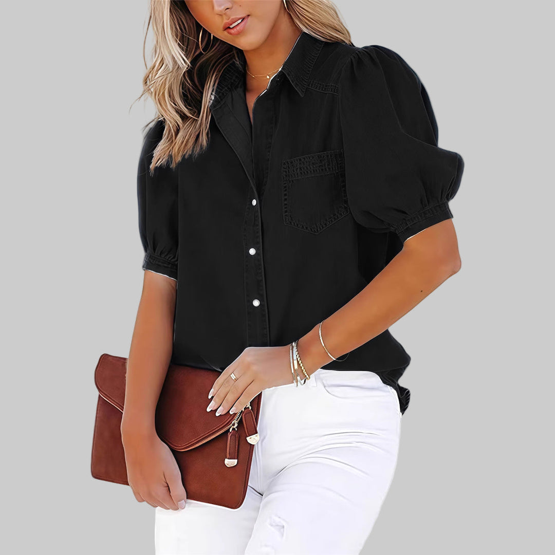 Regina™ - Casual button-up shirt with balloon sleeves