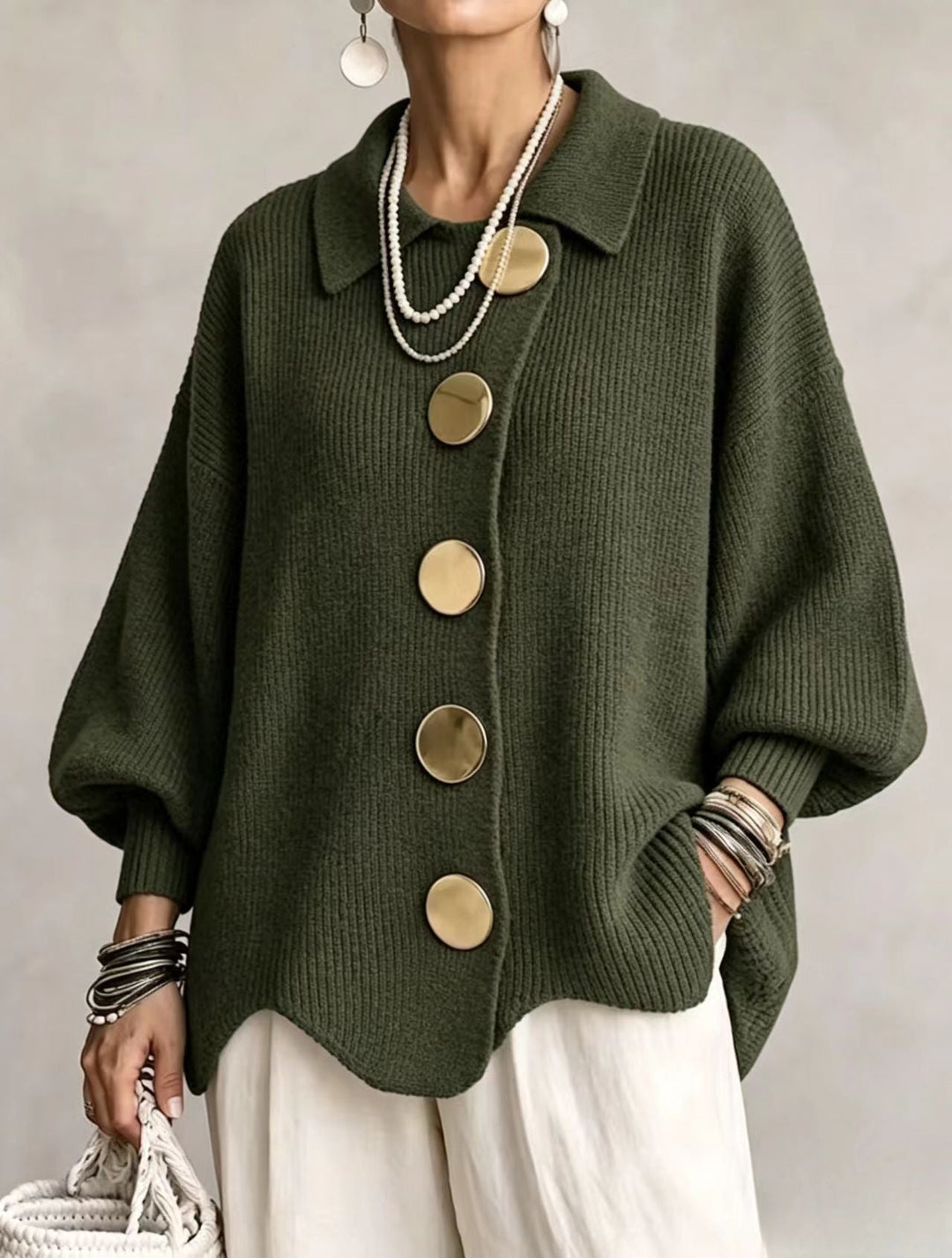 Women's long-sleeve button-up cardigan