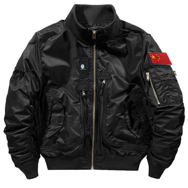 Men’s aviator-style bomber jacket with multiple pockets