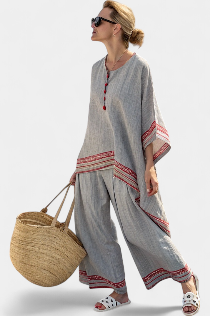 Rossella - asymmetrical blouse and wide ethnic trousers