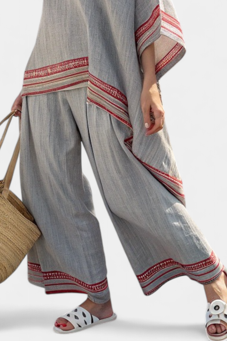 Rossella - asymmetrical blouse and wide ethnic trousers