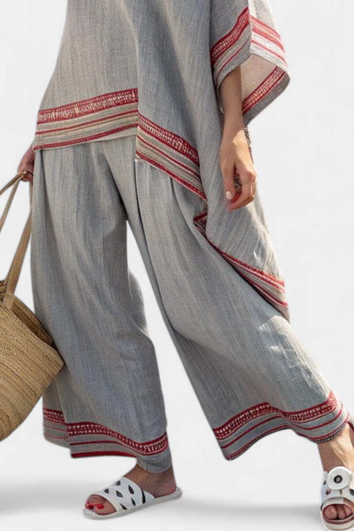 Rossella - asymmetrical blouse and wide ethnic trousers