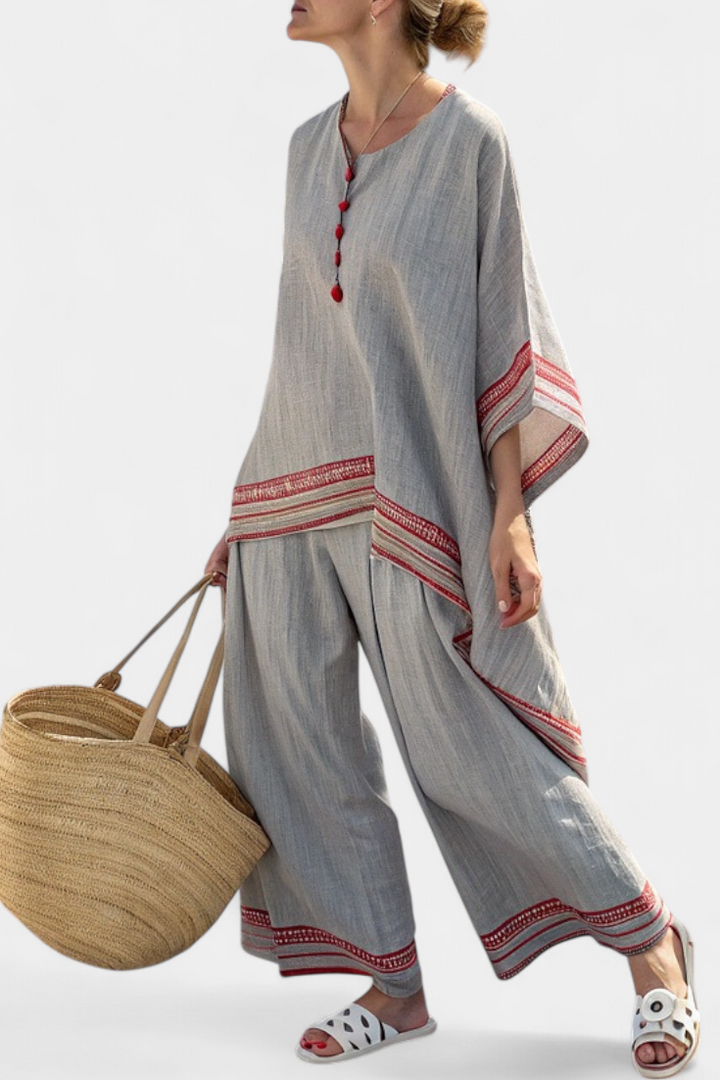 Rossella - asymmetrical blouse and wide ethnic trousers