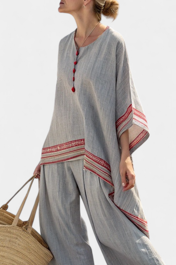 Rossella - asymmetrical blouse and wide ethnic trousers