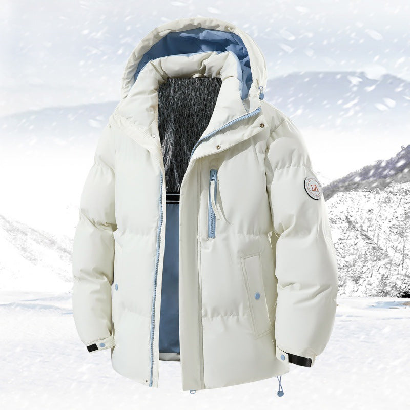 Men's down jacket with hood and pockets