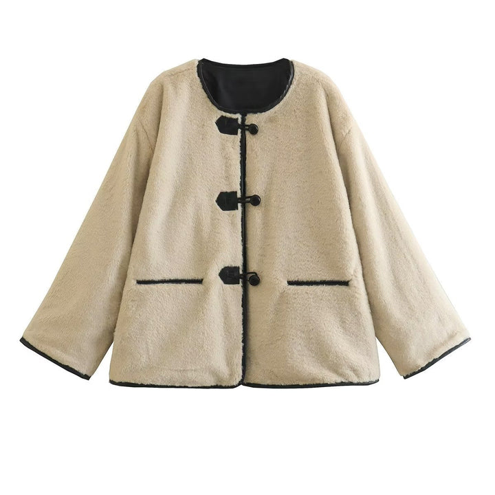 Women's cropped crew-neck jacket with pockets