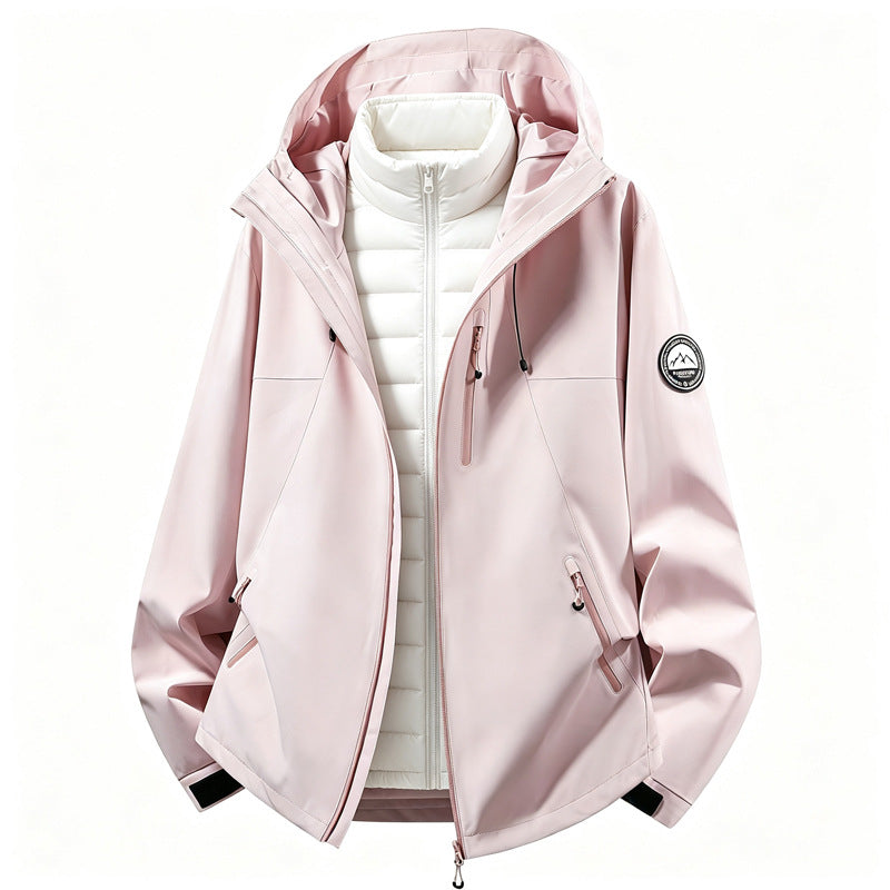 Women’s versatile softshell outdoor jacket with a removable inner jacket