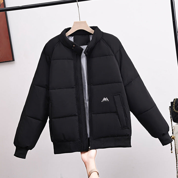Women's Short Quilted Blouson Jacket with a High Stand-Up Collar