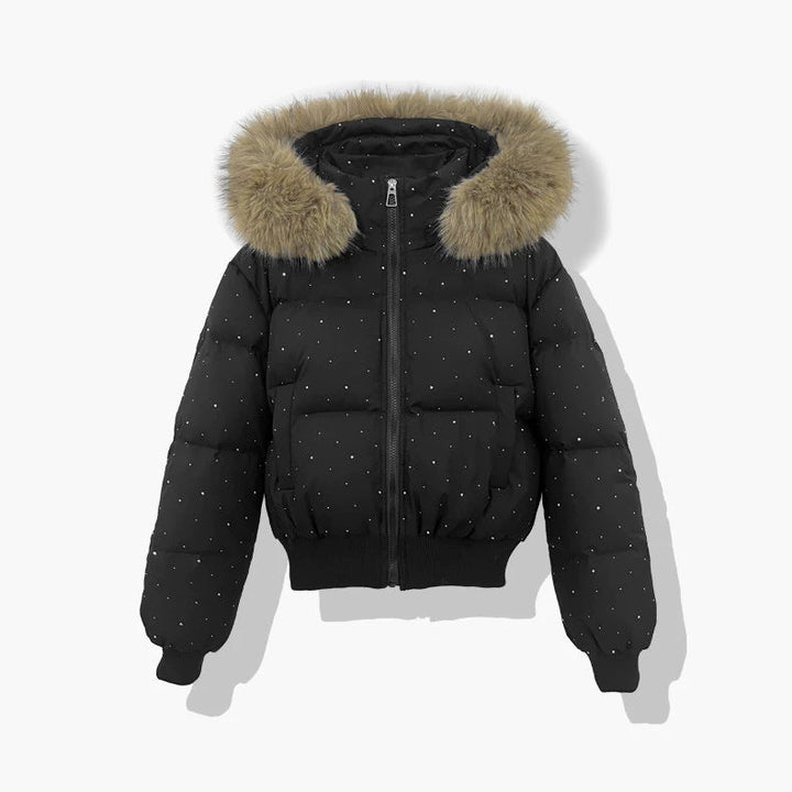 Women’s short quilted jacket with detachable hood