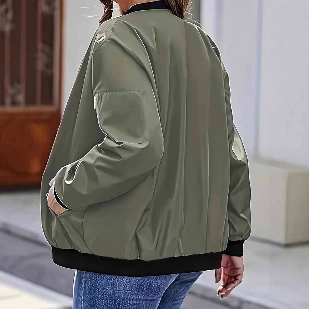 Women's bomber jacket with practical pockets and zipper closure