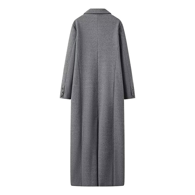 Women's oversized long-sleeve maxi coat with pockets