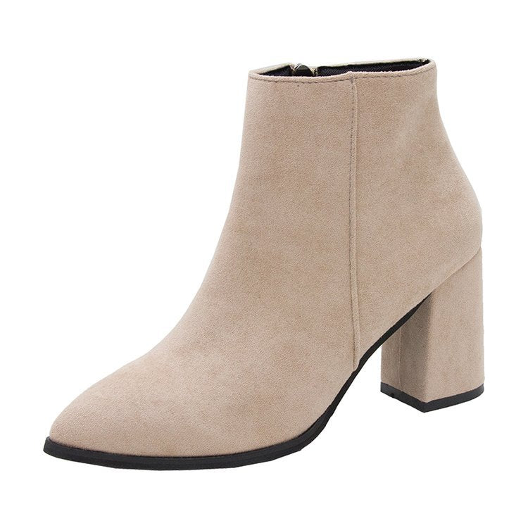 Women's ankle boots with a block heel and zipper